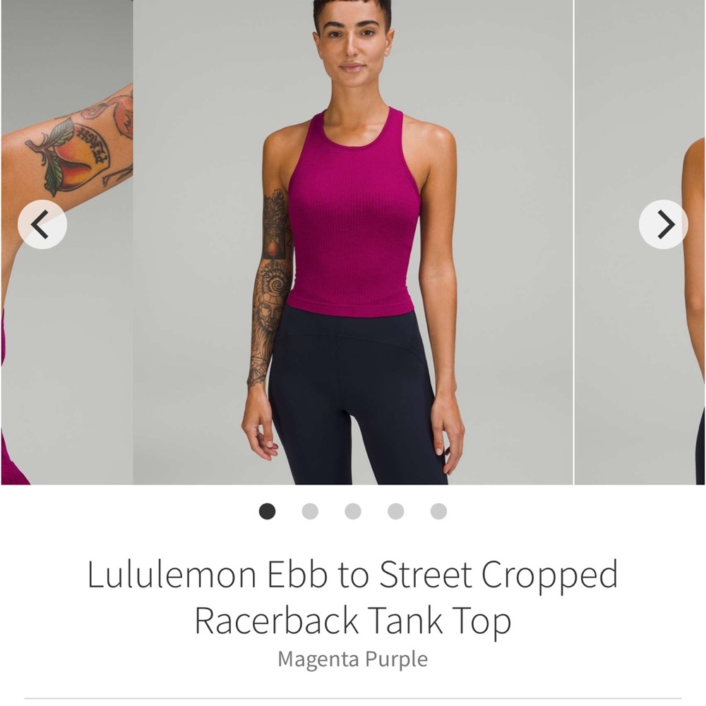 Lululemon ebb to street racerback crop tank MAGENTA PURPLE SZ 6